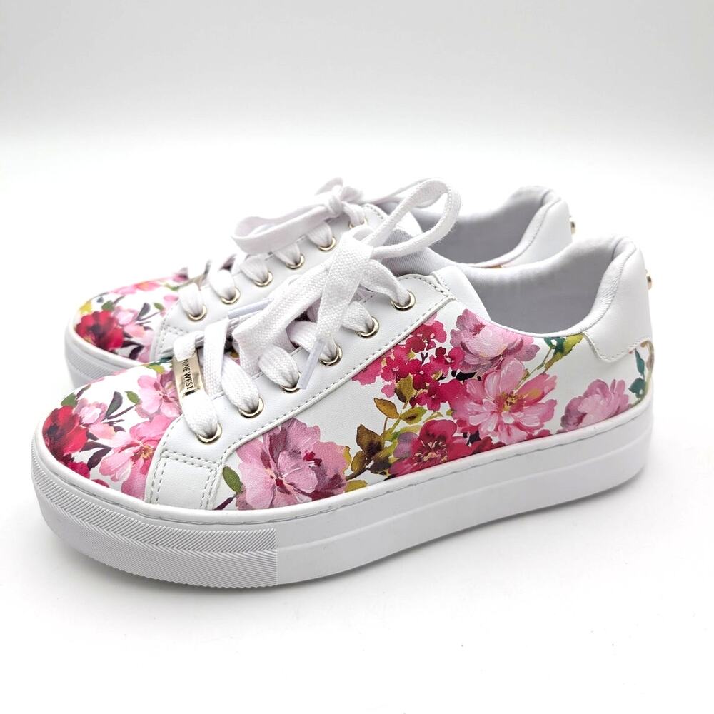 Nine West Gatspy Sneakers Women's Pink/Tea Party Floral Multi Size US6.5M EU37